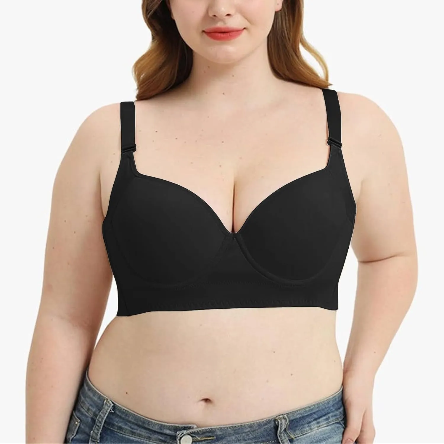 Women Bras Low Back Bras Underwired U Shape Backless Bras Multiple Straps Underwire Deep V No Underwire Push Up Bras