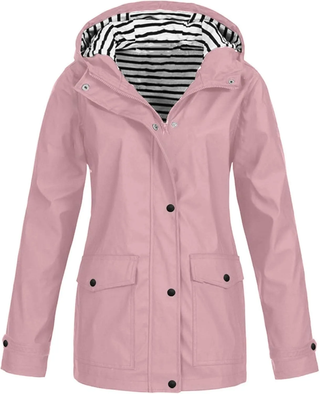 Women Plus Size Raincoat Lightweight Waterproof Windproof Jackets Outdoor Hiking Windbreaker with Hooded
