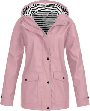 Women Plus Size Raincoat Lightweight Waterproof Windproof Jackets Outdoor Hiking Windbreaker with Hooded