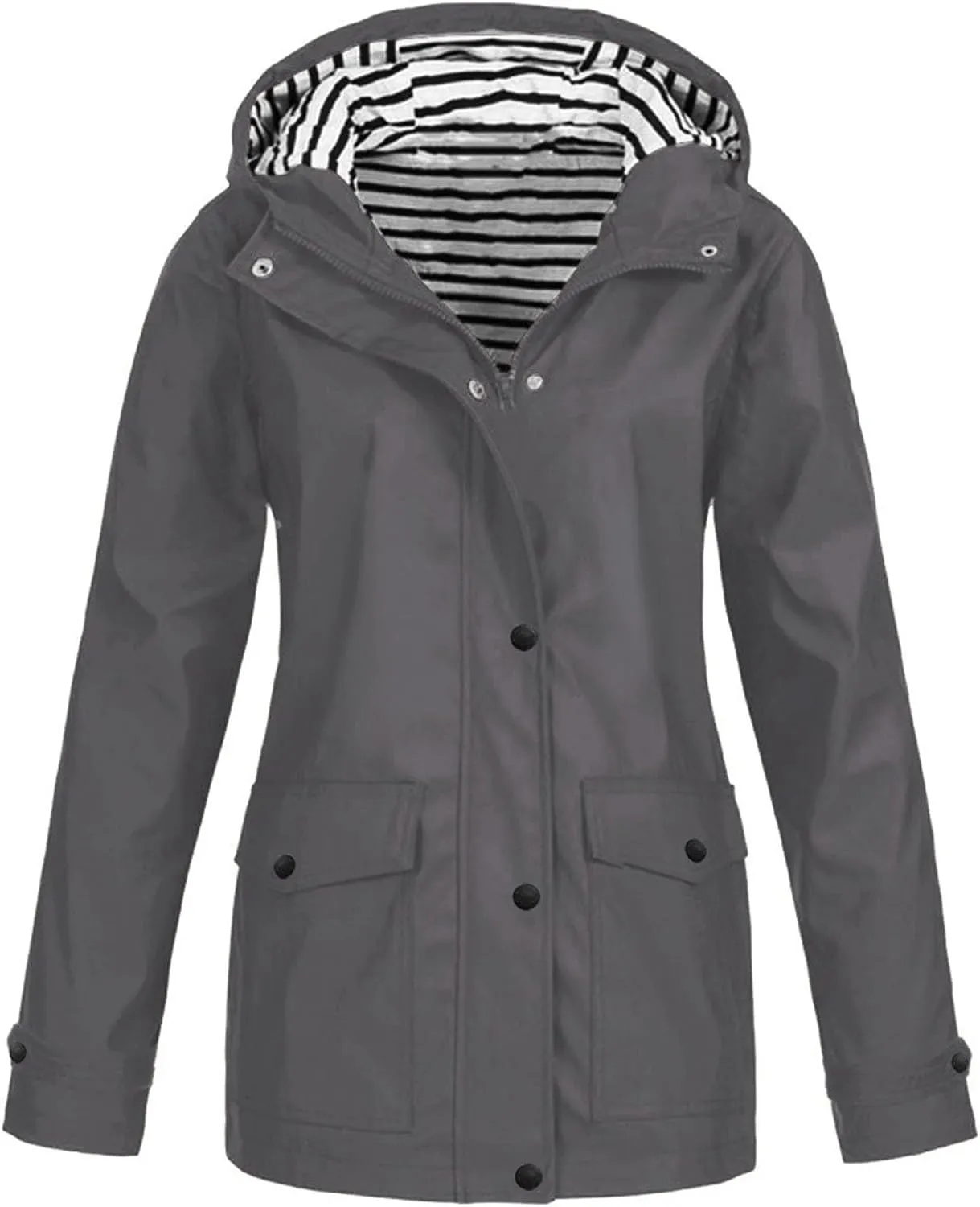 Women Plus Size Raincoat Lightweight Waterproof Windproof Jackets Outdoor Hiking Windbreaker with Hooded