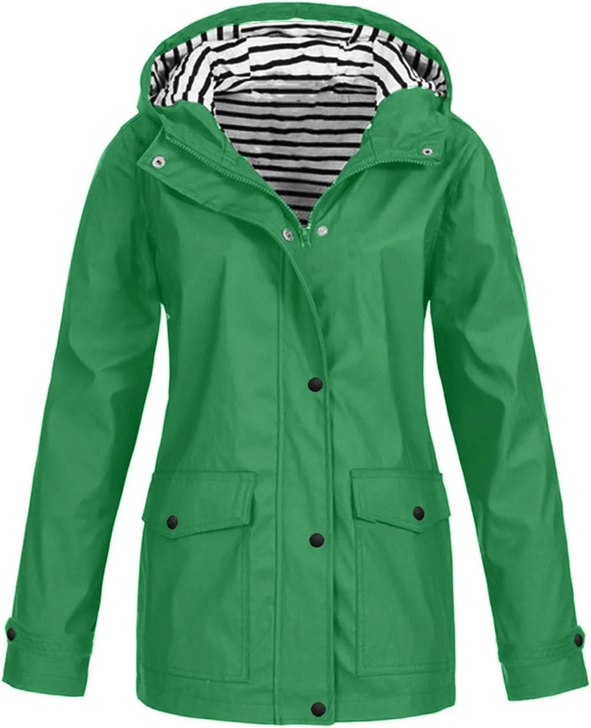 Women Plus Size Raincoat Lightweight Waterproof Windproof Jackets Outdoor Hiking Windbreaker with Hooded
