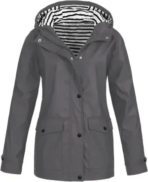 Women Plus Size Raincoat Lightweight Waterproof Windproof Jackets Outdoor Hiking Windbreaker with Hooded