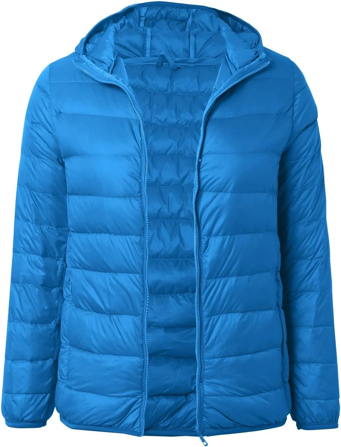 Womens 2024 Fashion Zipper Solid Quilted Puffer Coat Insulation Long Sleeve Down Jacket Casual Loose Soft Down Coat