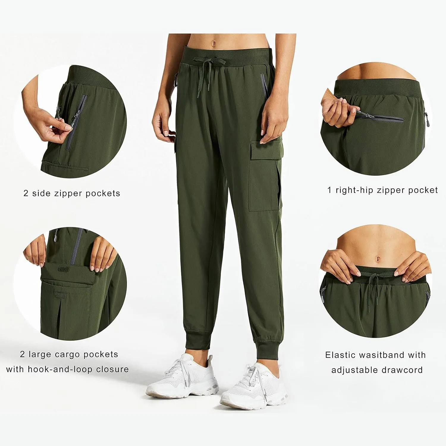 Women's Casual Cargo Pants High Waist Hiking Pant Workout Straight Leg Lightweight Hiking Outdoor Trouser with Pocket