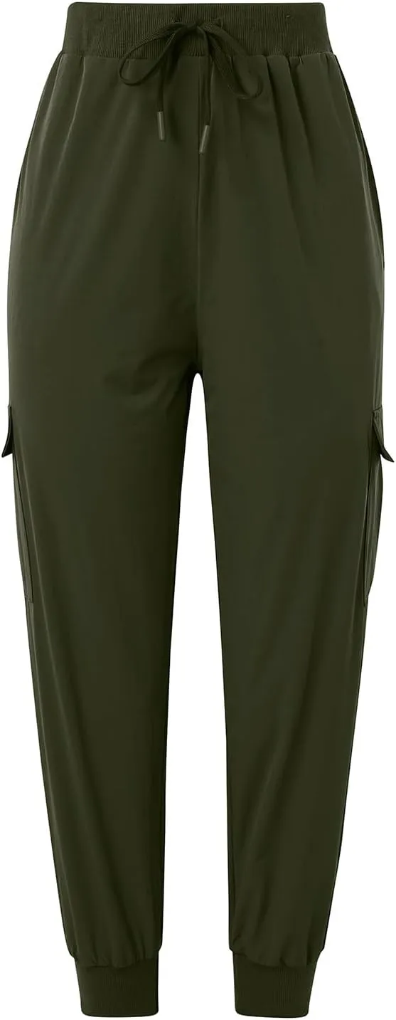 Women's Casual Cargo Pants High Waist Hiking Pant Workout Straight Leg Lightweight Hiking Outdoor Trouser with Pocket