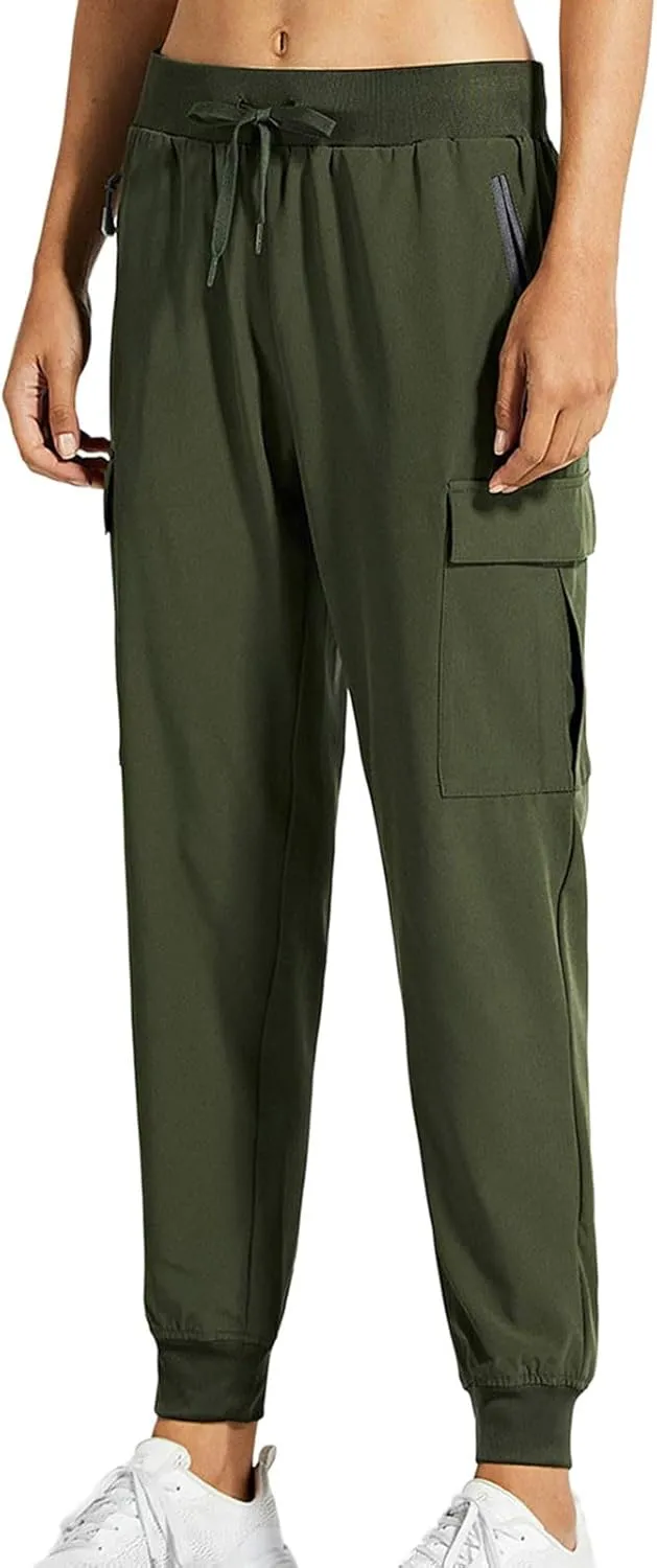 Women's Casual Cargo Pants High Waist Hiking Pant Workout Straight Leg Lightweight Hiking Outdoor Trouser with Pocket