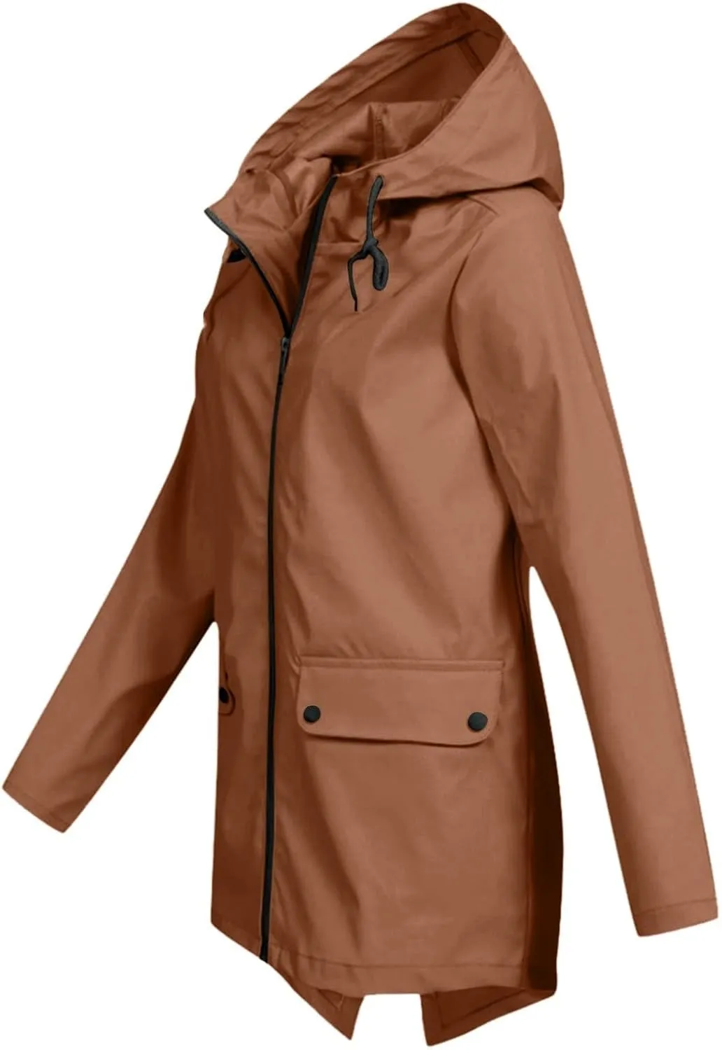 Womens Classic Solid Zip Up Rain Coat Long Sleeve Pockets Rain Jacket Casual Loose Oversized Jacket Coat Outdoor Suits