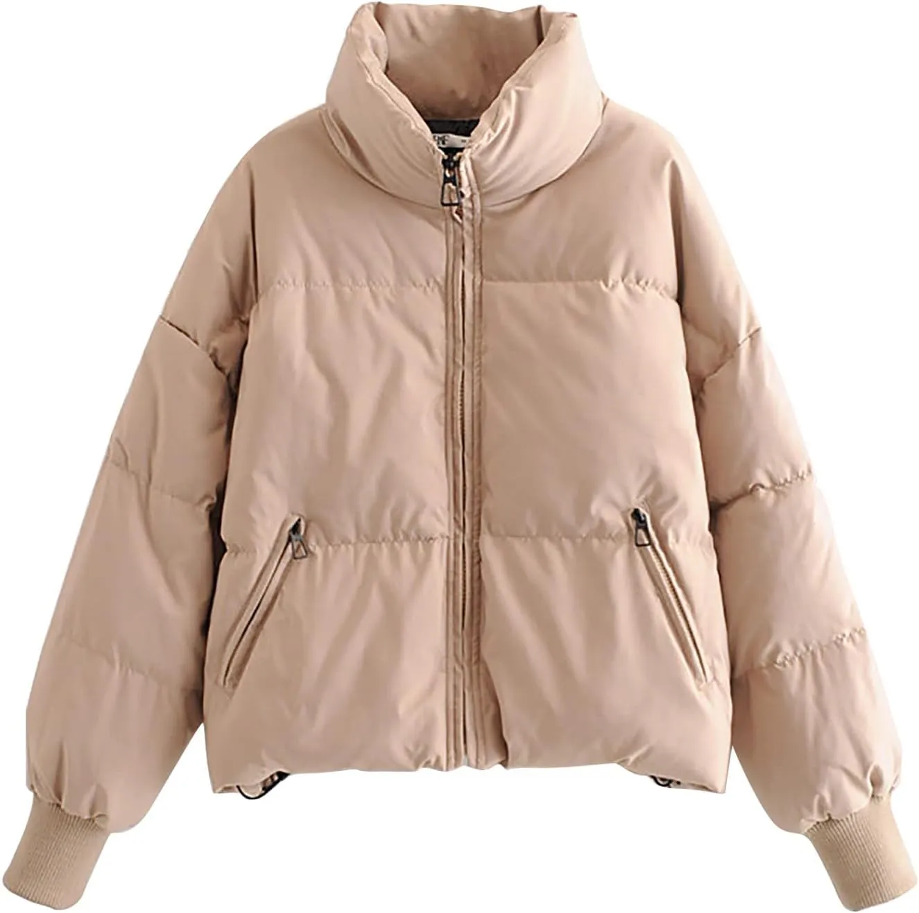 Womens Cropped Puffer Coat Lightweight Down Jacket Packable Parkas Jacket Short Zip Up Warm Hooded Quilted Coat