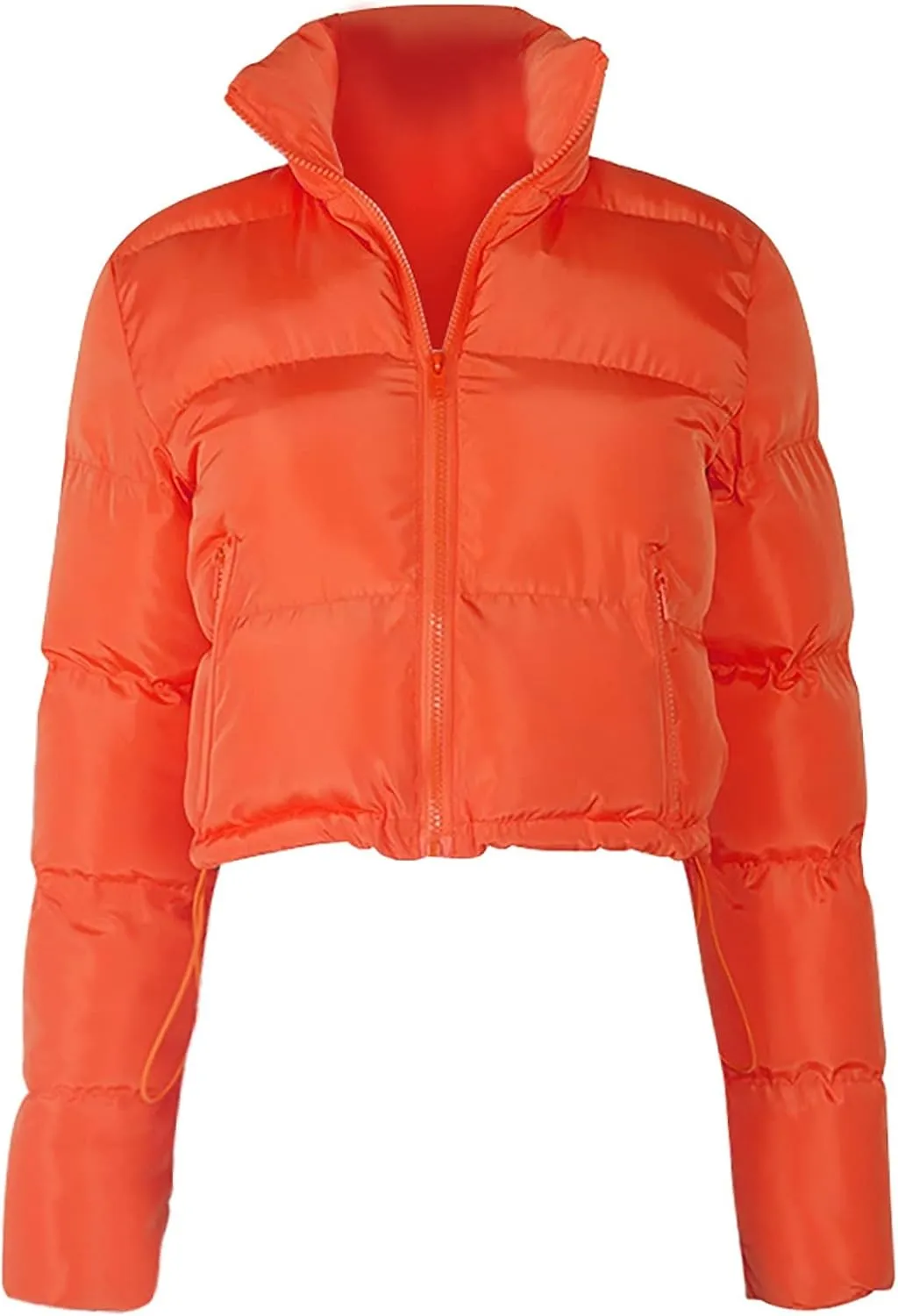Womens Cropped Puffer Jacket Ultralight Down Coat Packable Parkas Jacket Water-Resistant Zip Up Thicken Hooded Padded Coat