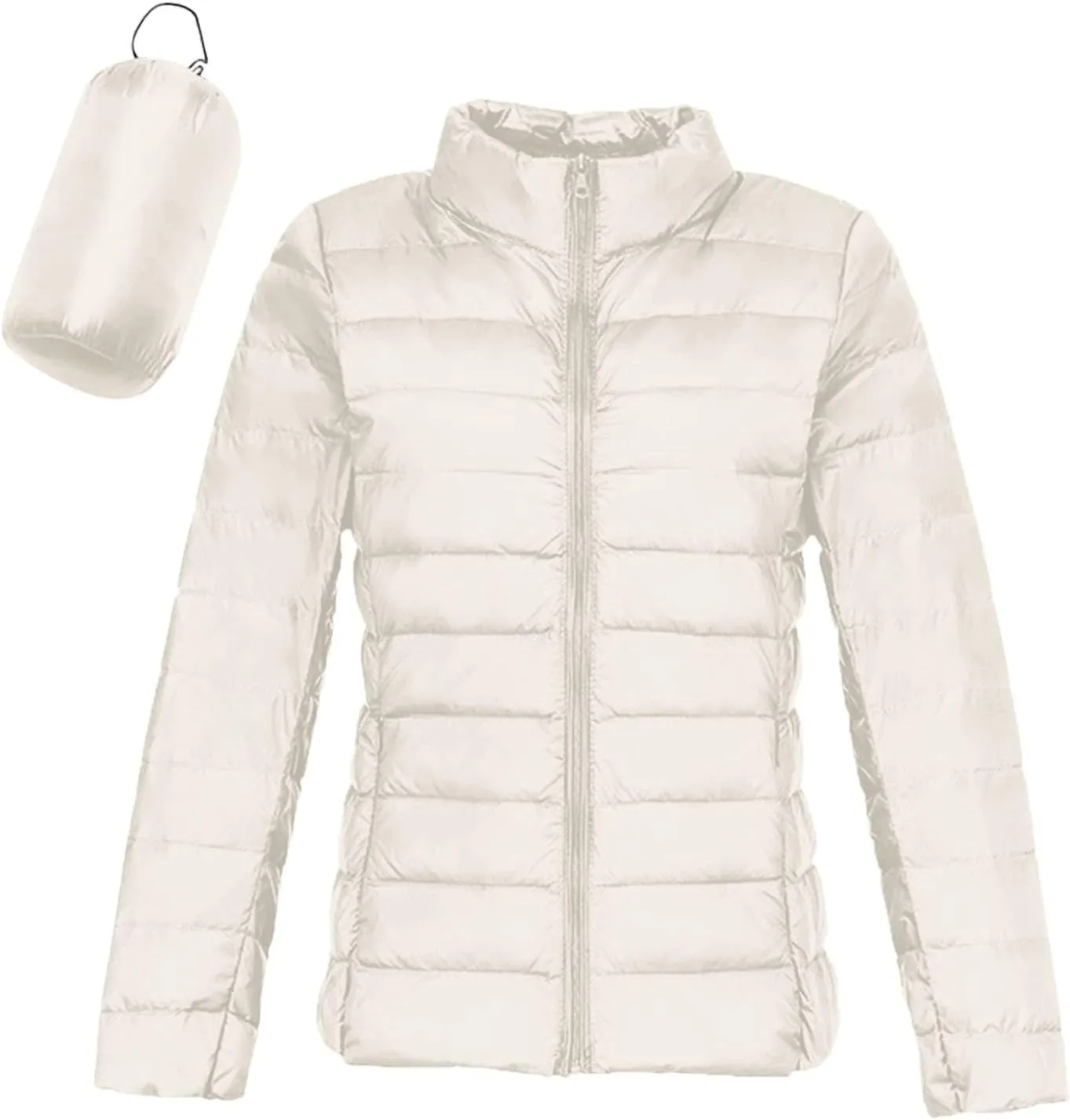 Women's Down Jackets & Parkas Packable Lightweight Warm Winter Quilted Jacket Stand Collar Slim Fit Cropped Puffer Jackets