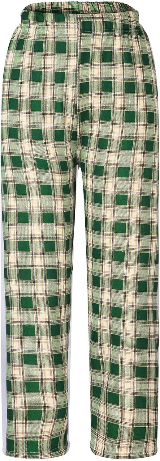 Women's Fleece Lined Thermal Pants Yoga Straight Leg Winter Trousers High Waisted Thick Thermal Leggings Plaid Pants