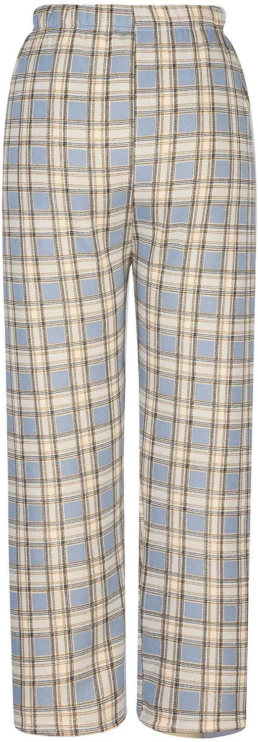 Women's Fleece Lined Thermal Pants Yoga Straight Leg Winter Trousers High Waisted Thick Thermal Leggings Plaid Pants