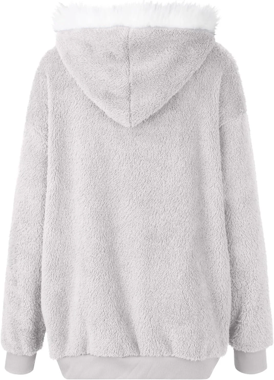 Womens Fleece Zip Up Jacket with Pockets Oversized Long Sherpa Hoodies Fuzzy Jackets Warm Teddy Coats