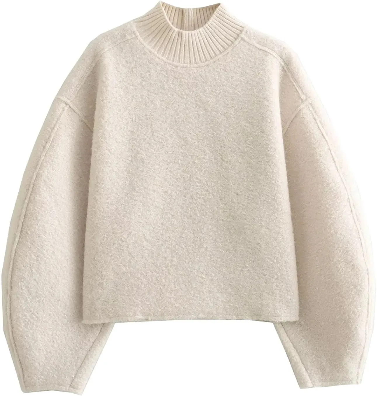 Women's Fuzzy Fleece Sweater Fleece Sherpa Oversized Cropped Sweatshirt Jumper Tops
