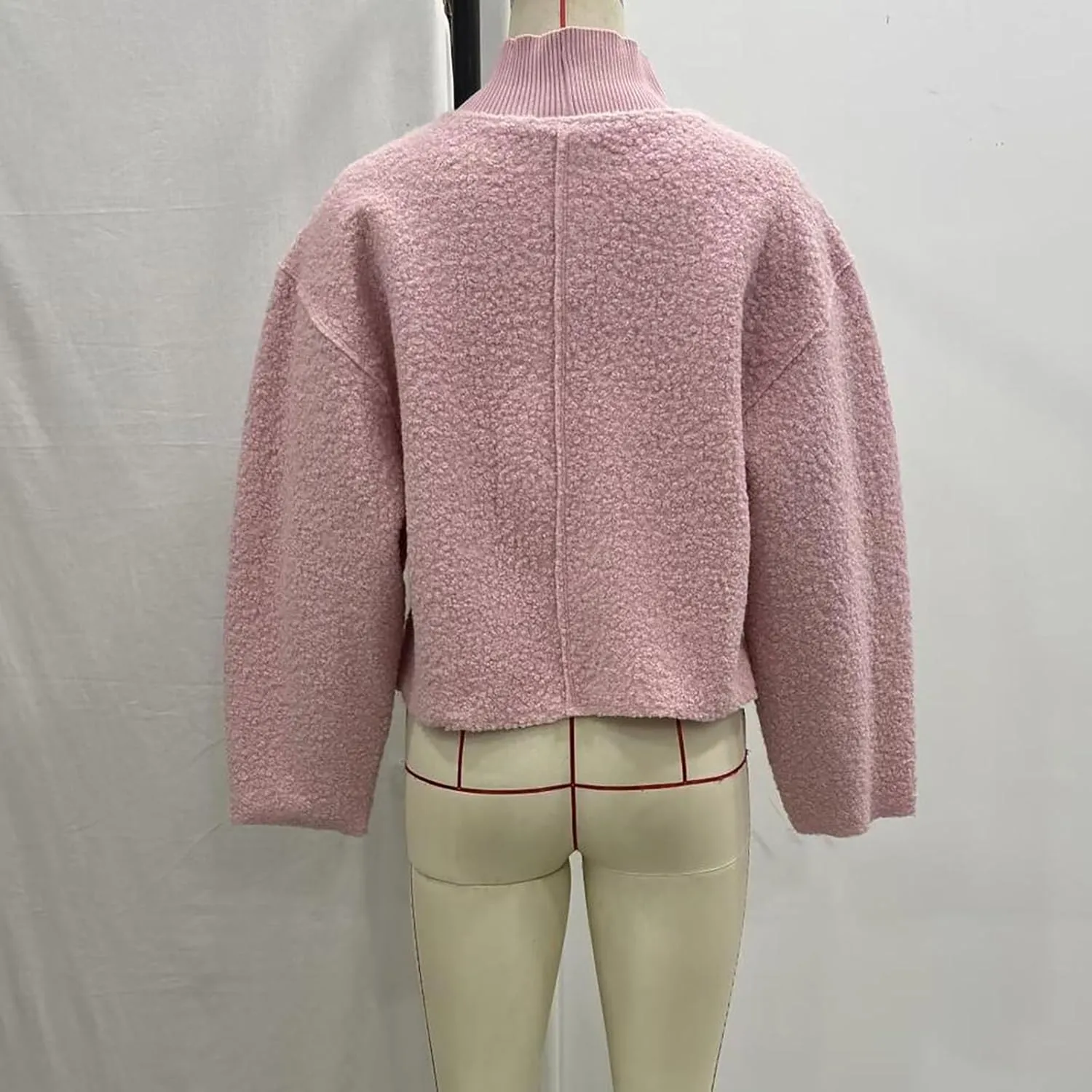 Women's Fuzzy Fleece Sweater Fleece Sherpa Oversized Cropped Sweatshirt Jumper Tops