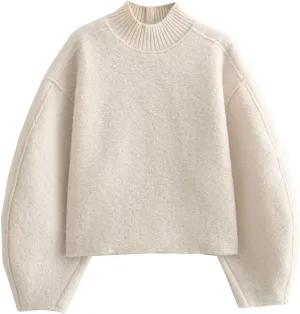 Women's Fuzzy Fleece Sweater Fleece Sherpa Oversized Cropped Sweatshirt Jumper Tops