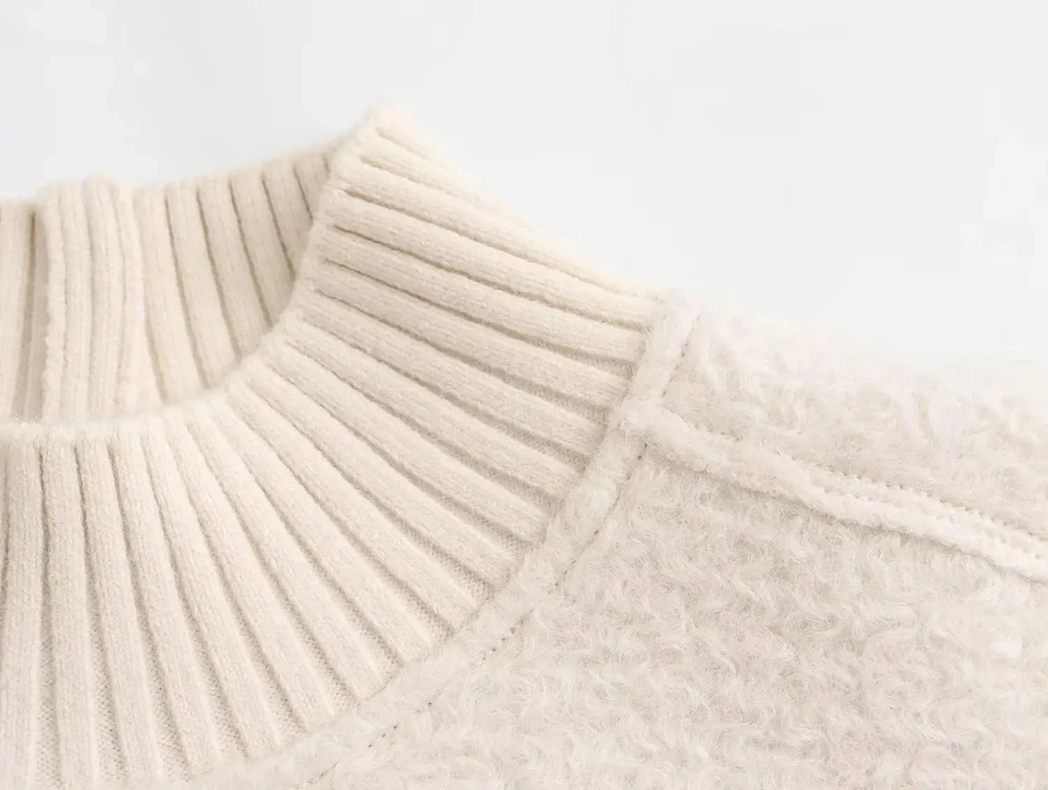 Women's Fuzzy Fleece Sweater Fleece Sherpa Oversized Cropped Sweatshirt Jumper Tops