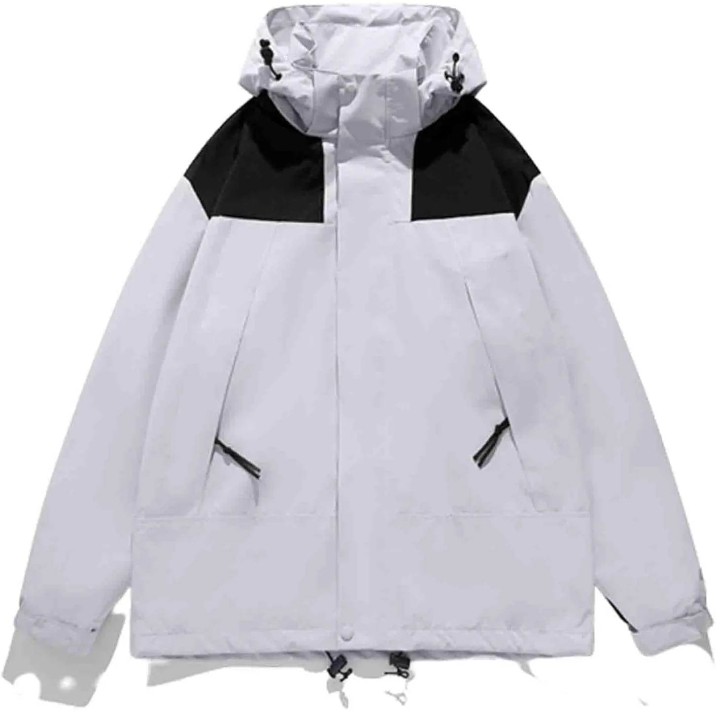 Womens Jackets Fall Color Block Long Sleeve Hooded Winter Coats Outdoor Hiking Clothes Outerwear with Pockets