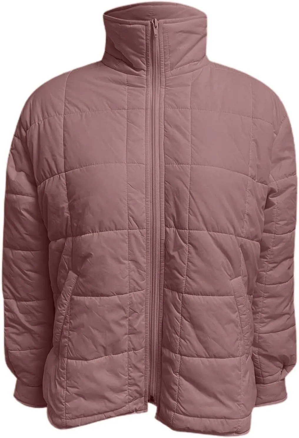 Womens Lightweight Oversized Down Coat Long Sleeve Zip Water Resistant Packable Puffer Jacket Warm Short Winter Coat