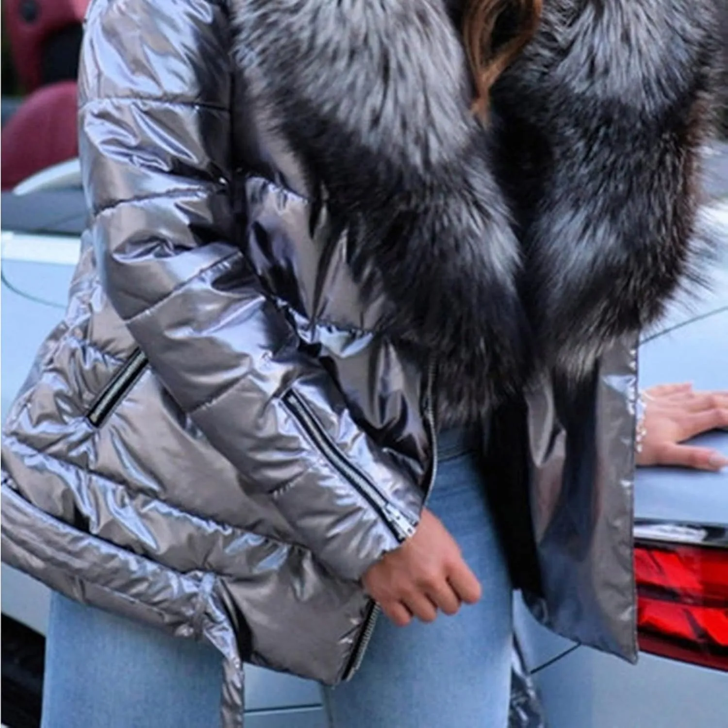 Womens Lightweight Puffer Jacket Winter Coats Warm Quilted Bubble Padded Coat Faux Fur Hooded Coatigan Outerwear