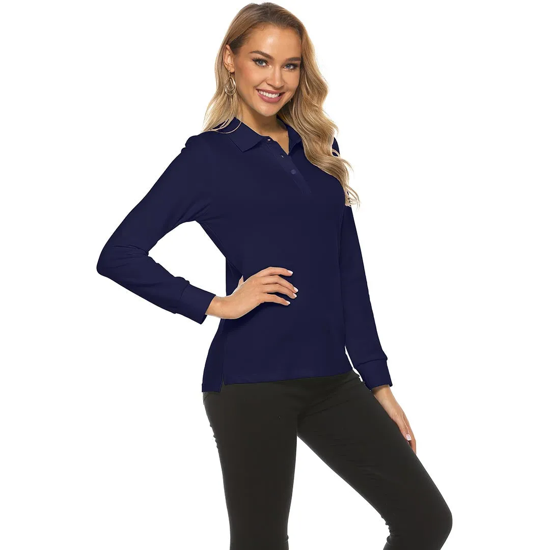 Women's Long Sleeve Golf Polo Shirt (3 Buttons)