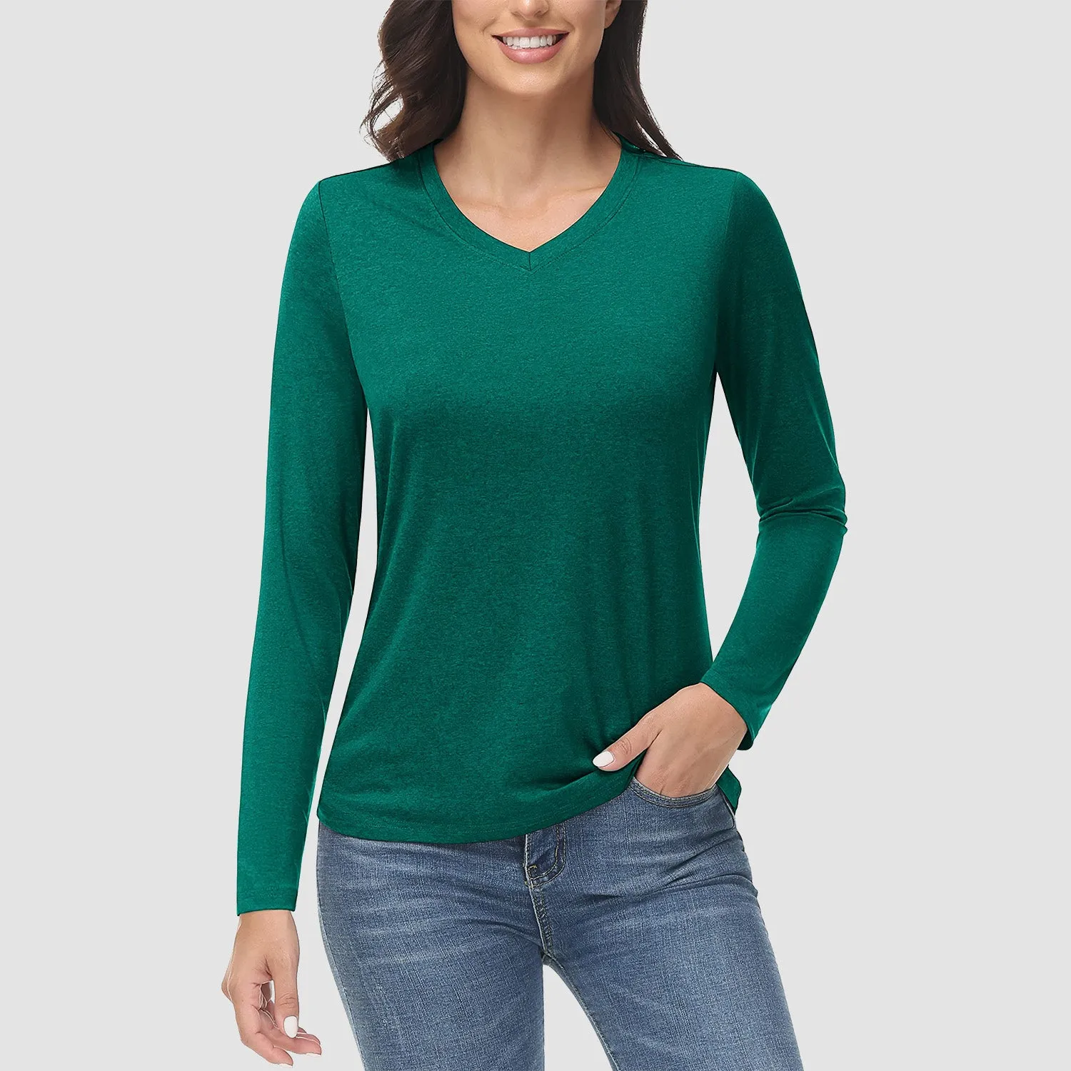 Women's Long Sleeve Shirt V Neck SPF Shirts UPF 50  Quick Dry Workout Hiking Tee Shirts Rashguard