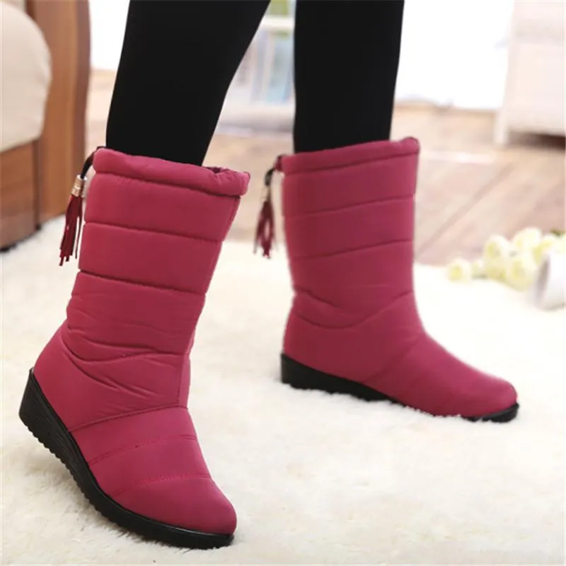 Women's mid calf snow boots | Faux fur lined boots | Waterproof snow boots