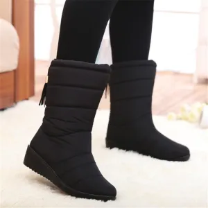 Women's mid calf snow boots | Faux fur lined boots | Waterproof snow boots