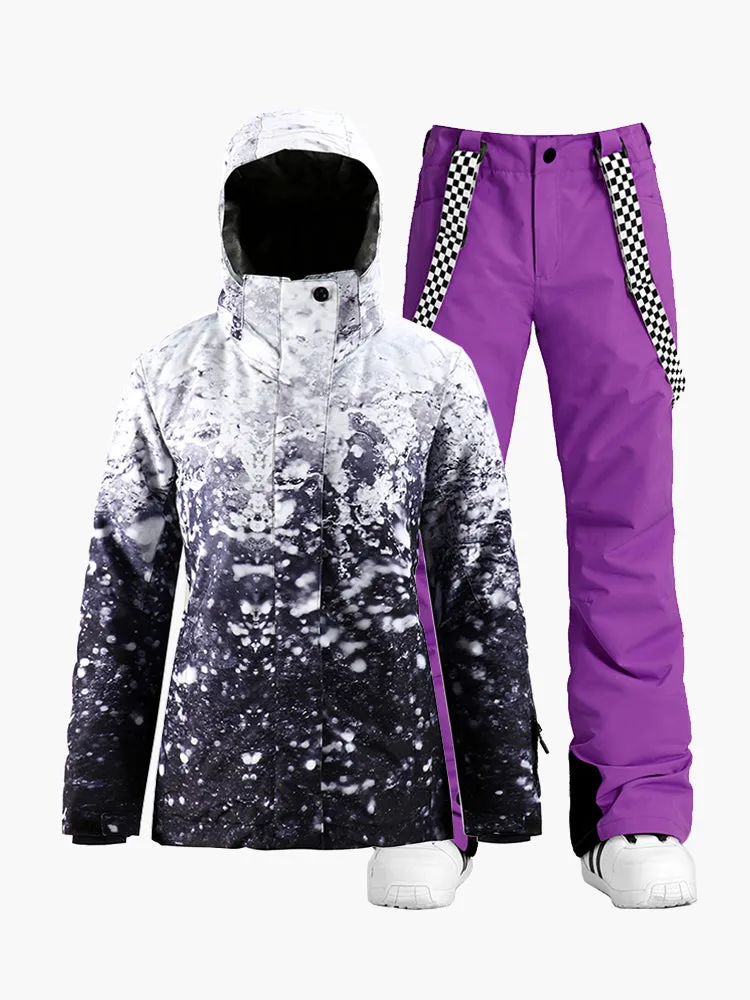 Women's  Mountain Freeze Colorful Print Waterproof Winter Snowboard Suit