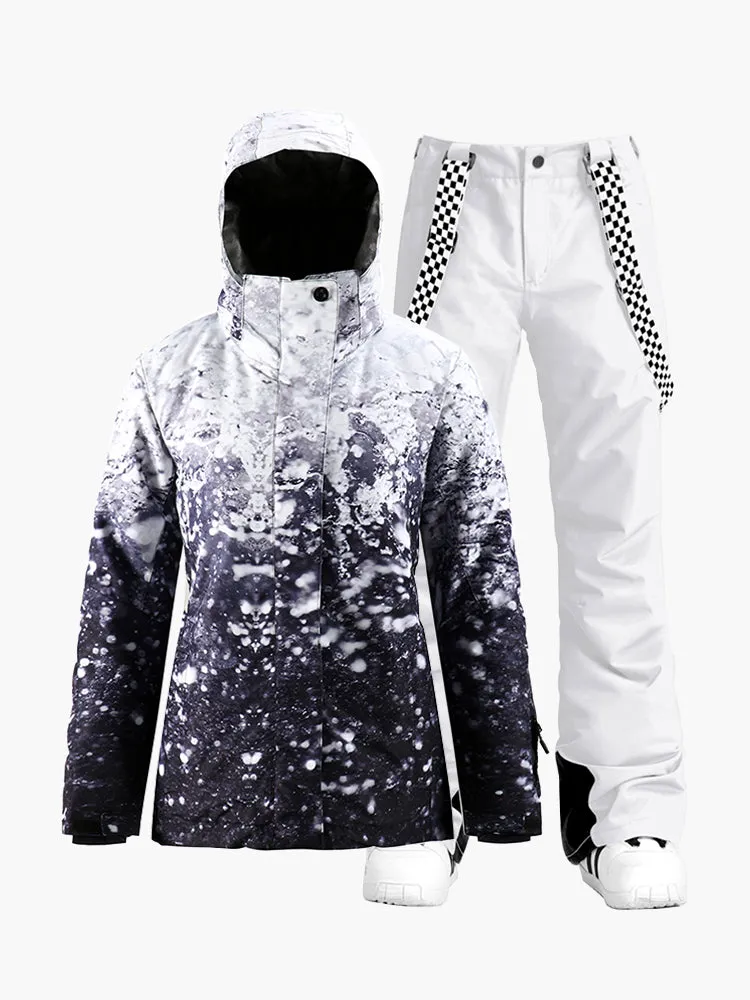 Women's  Mountain Freeze Colorful Print Waterproof Winter Snowboard Suit