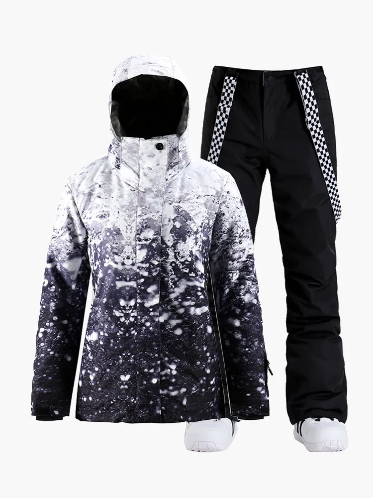 Women's  Mountain Freeze Colorful Print Waterproof Winter Snowboard Suit