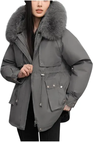 Women's Quilted Winter Coat Warm Puffer Jacket Thicken Parka with Removable Hood Cute Casual Outdoor Jackets 2024