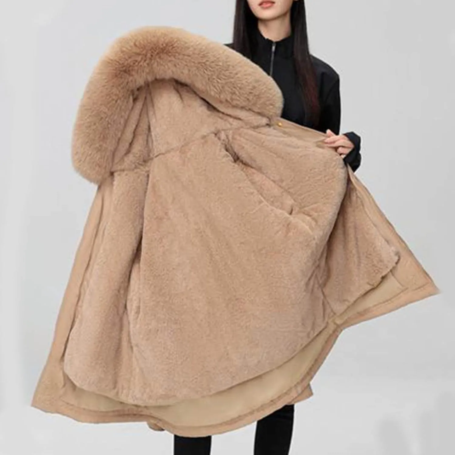 Women's Quilted Winter Coat Warm Puffer Jacket Thicken Parka with Removable Hood Cute Casual Outdoor Jackets 2024