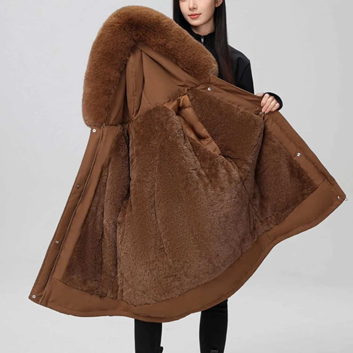 Women's Quilted Winter Coat Warm Puffer Jacket Thicken Parka with Removable Hood Cute Casual Outdoor Jackets 2024