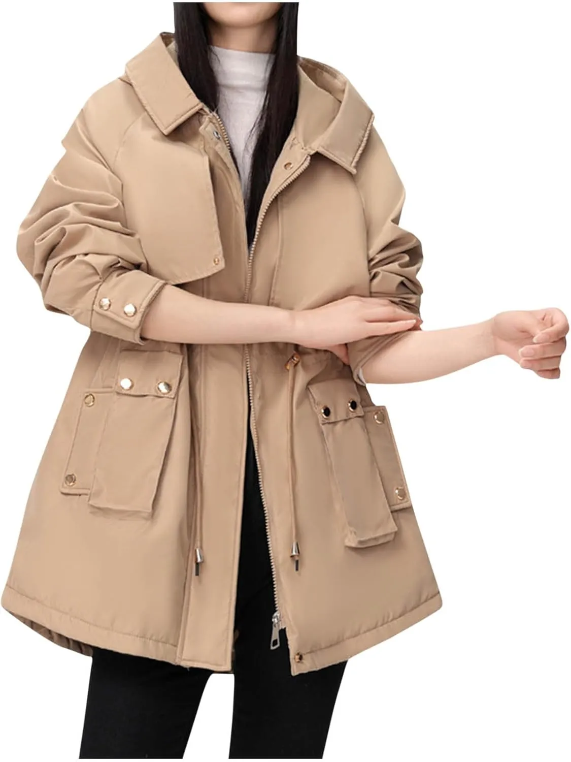 Women's Quilted Winter Coat Warm Puffer Jacket Thicken Parka with Removable Hood Cute Casual Outdoor Jackets 2024