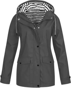 Womens Rain Coat Lightweight Coats Plus Size Casual Sports Windbreaker Hooded Waterproof Windproof Outdoor Jacket