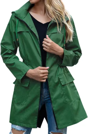 Women's Rain Jacket Plus Size Lightweight Raincoat with Hood Waterproof Outdoor Jackets Fashion Casual Windbreaker
