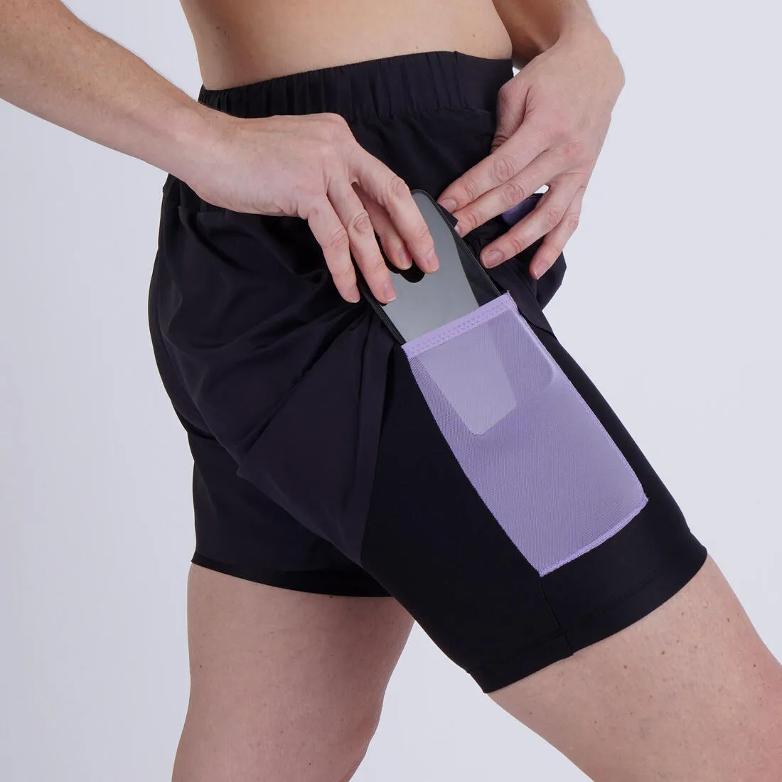 Women's Running Breathable 2-in-1 Shorts - KIPRUN Run 500 Dry