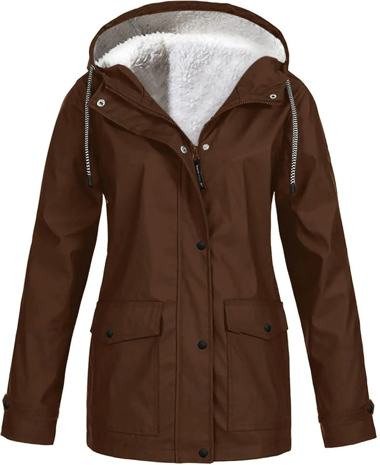 Women’s Solid Rain Jacket Outdoor Jackets Hooded Raincoat Windproof