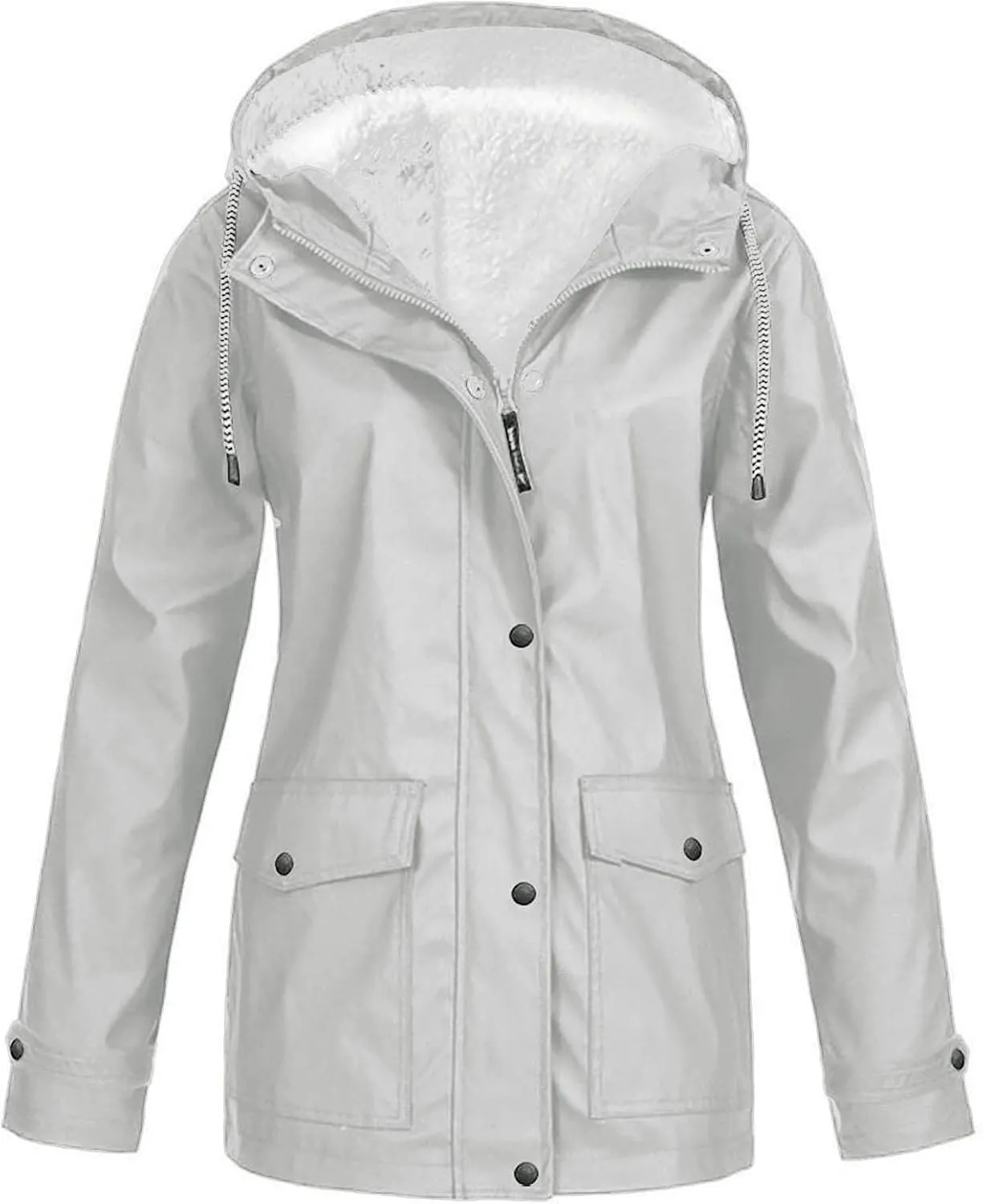 Women’s Solid Rain Jacket Outdoor Jackets Hooded Raincoat Windproof