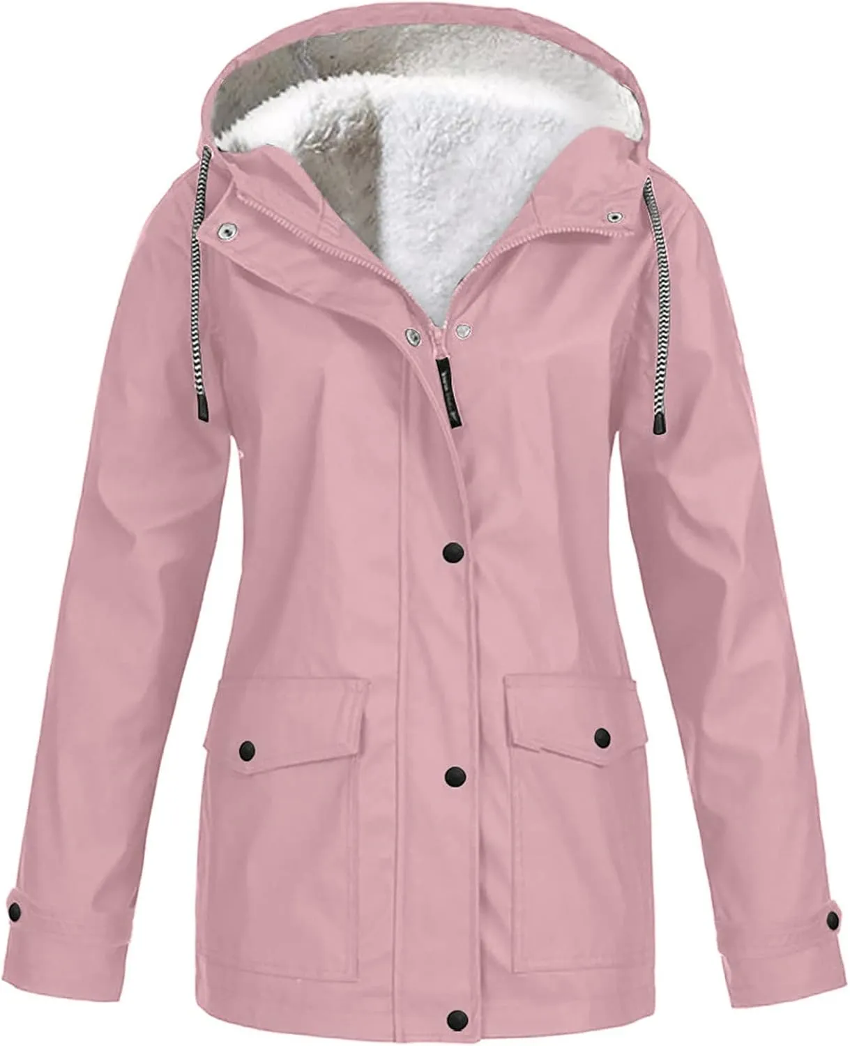 Women’s Solid Rain Jacket Outdoor Jackets Hooded Raincoat Windproof