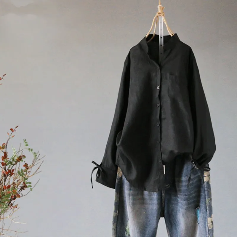 Women's Spring/Summer Casual Cotton Long-Sleeved Loose Shirt