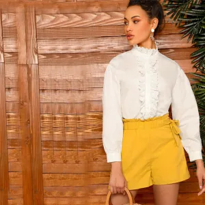 Women's Summer Casual Cotton Shirt With Ruffles
