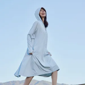 Women's Sun Protection Hoodie Long Sleeve Full Cover Cooling Mid Length Long Trench UPF 50 