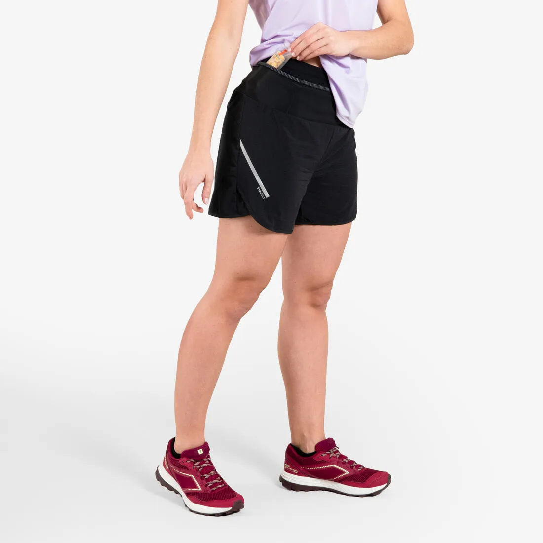 WOMEN'S TRAIL RUNNING BAGGY SHORTS - BLACK