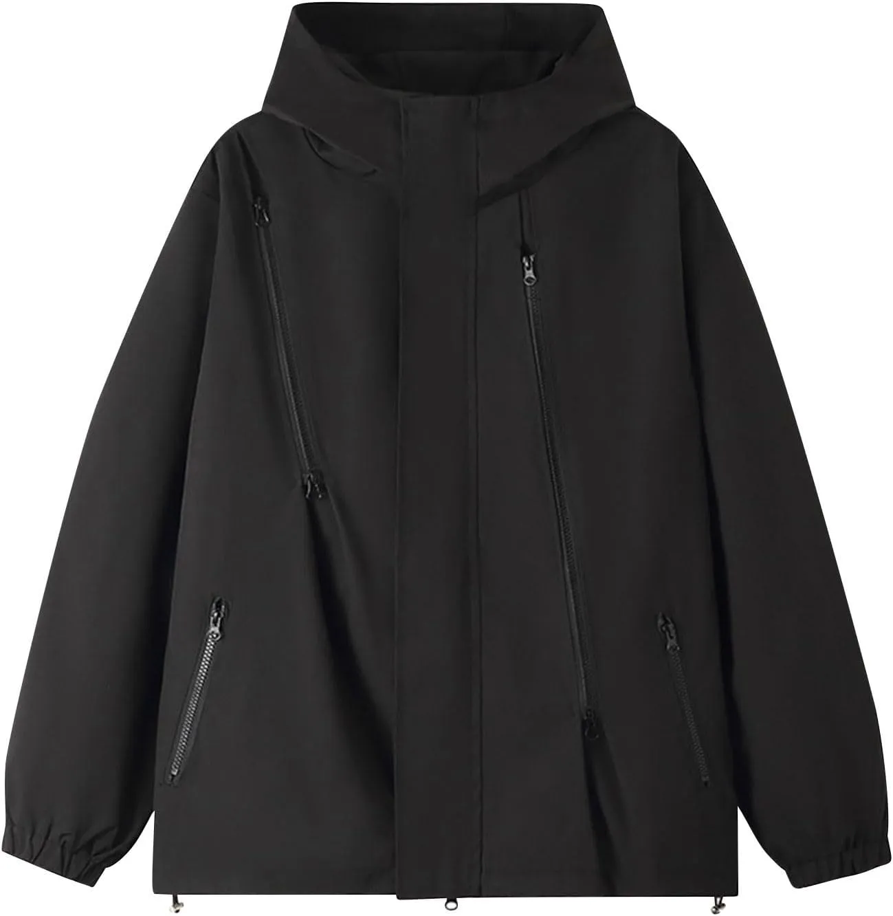 Women's Waterproof Rain Jacket Lightweight Breathable Raincoat Oversize Hooded Hiking Jacket Softshell Windbreaker