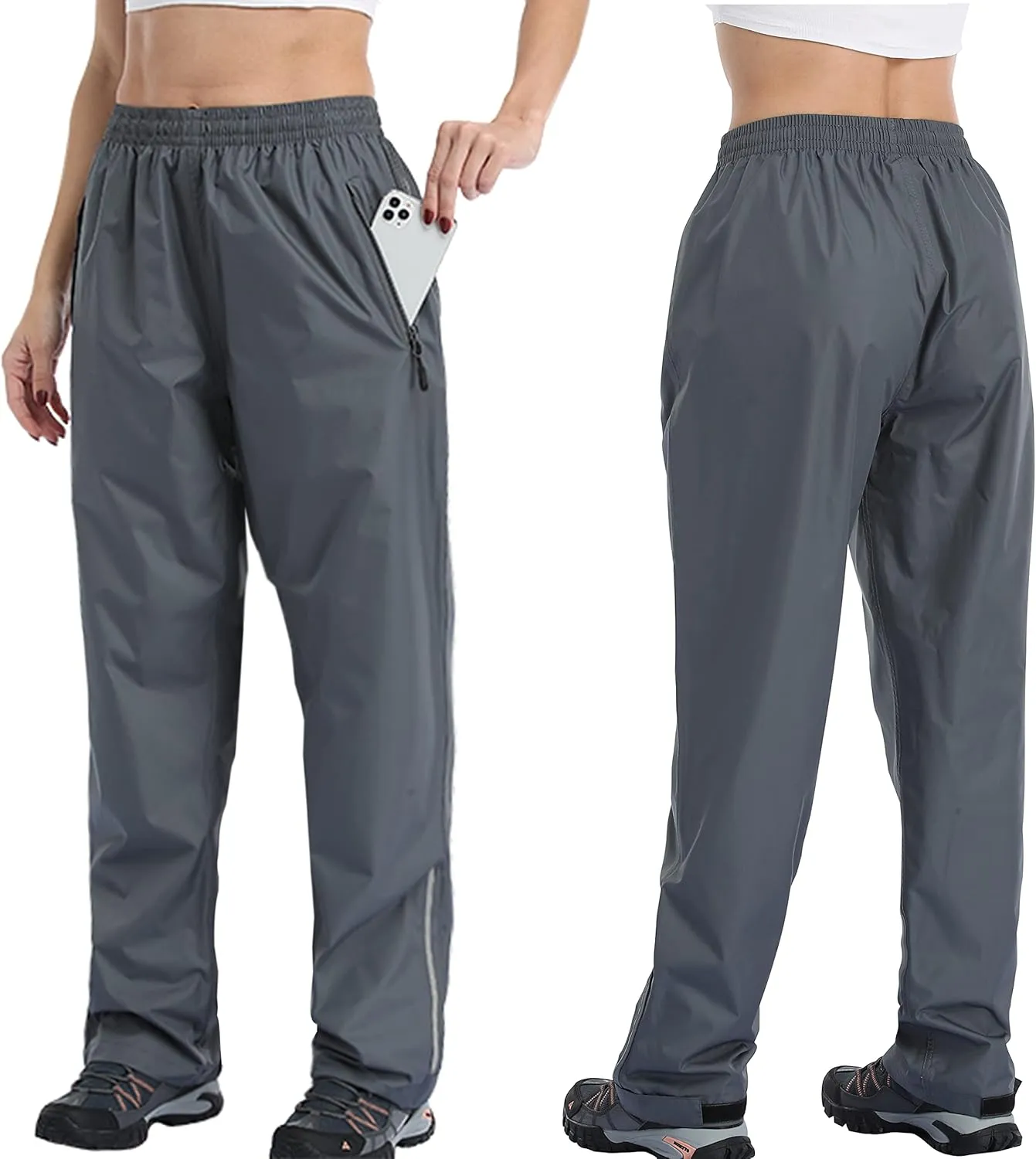 Women's Waterproof, Reflective Windproof Rain Pants - Golf, Motorcycle, Hiking, Outdoor