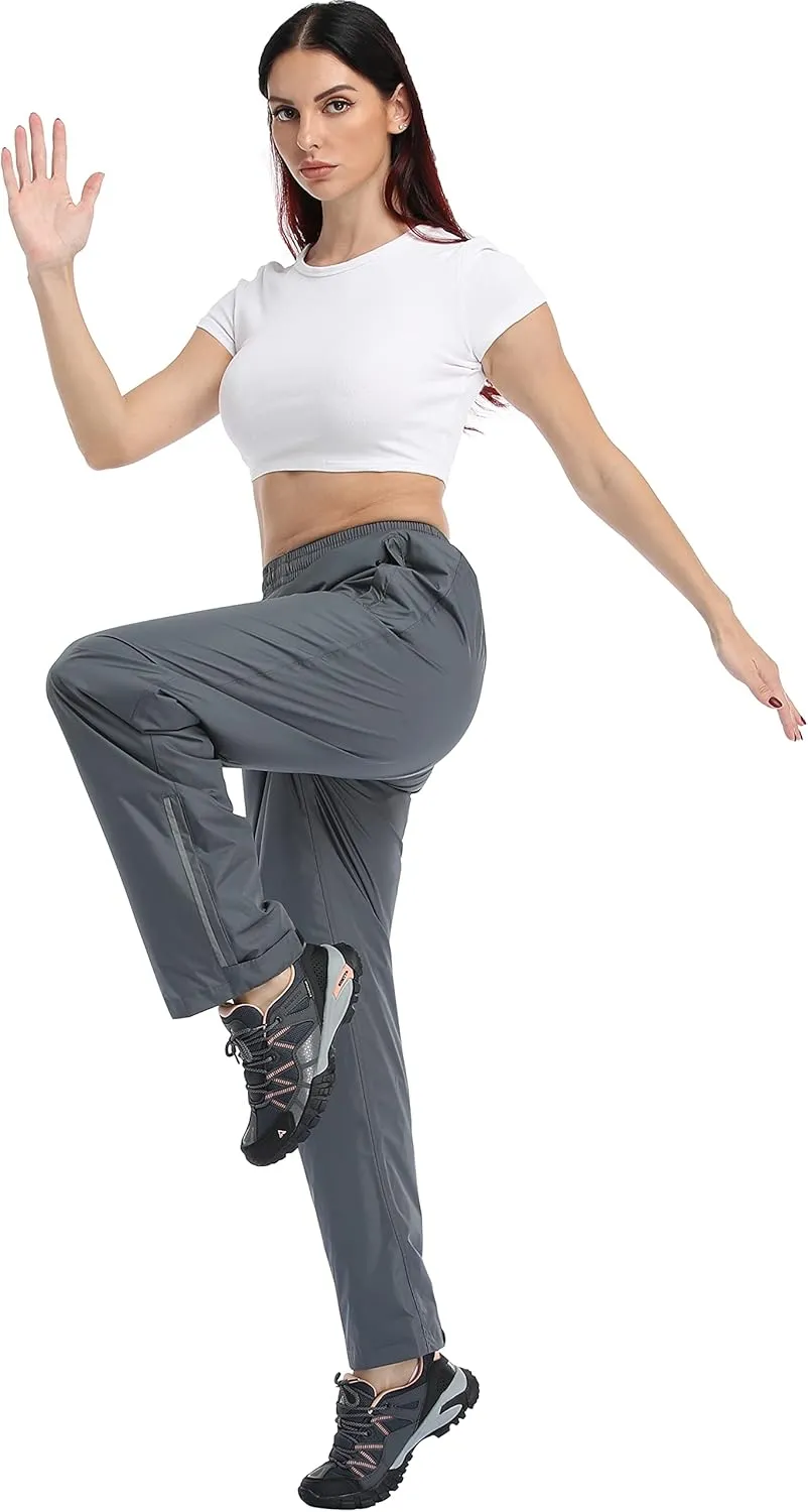 Women's Waterproof, Reflective Windproof Rain Pants - Golf, Motorcycle, Hiking, Outdoor
