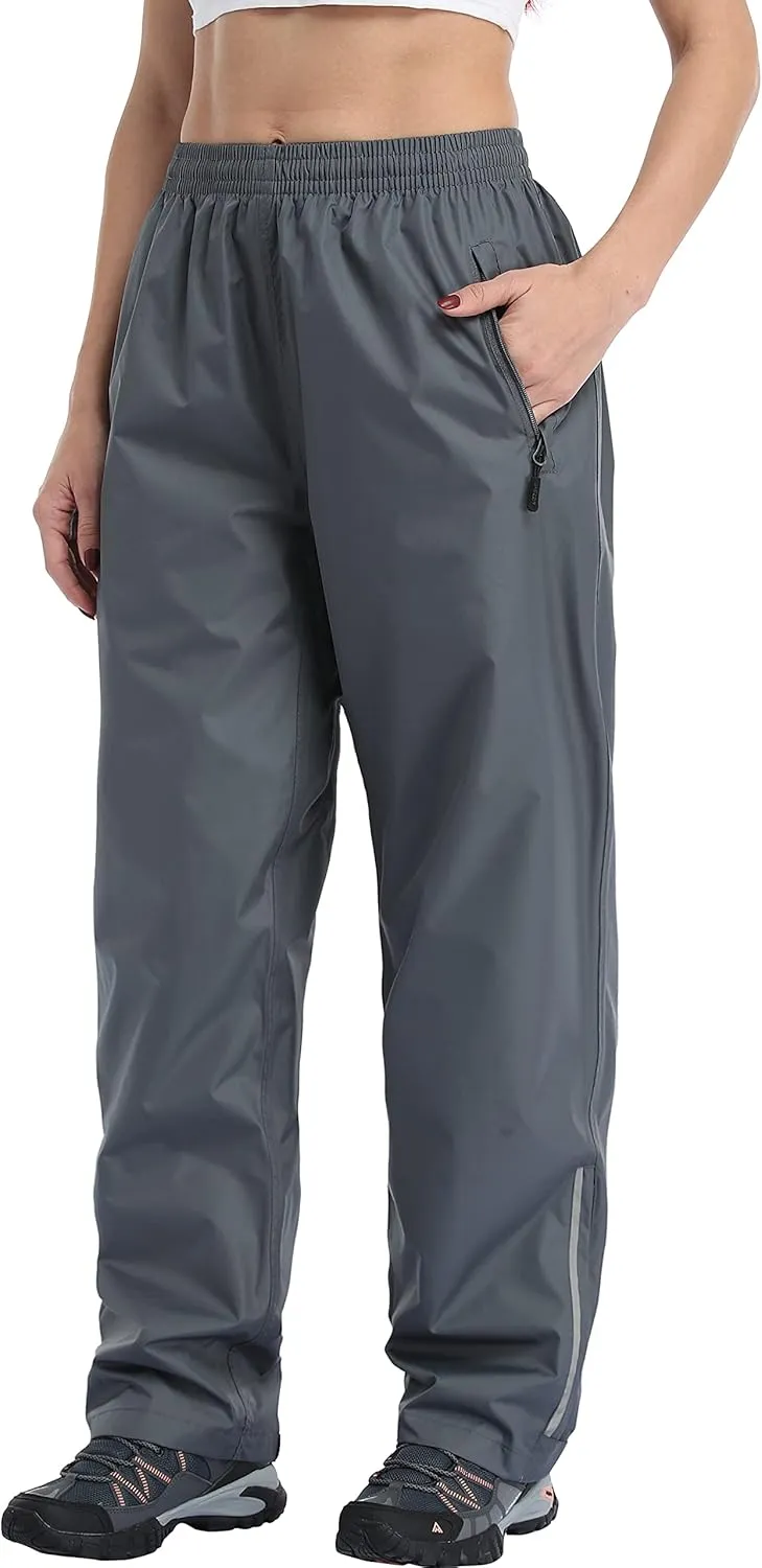 Women's Waterproof, Reflective Windproof Rain Pants - Golf, Motorcycle, Hiking, Outdoor