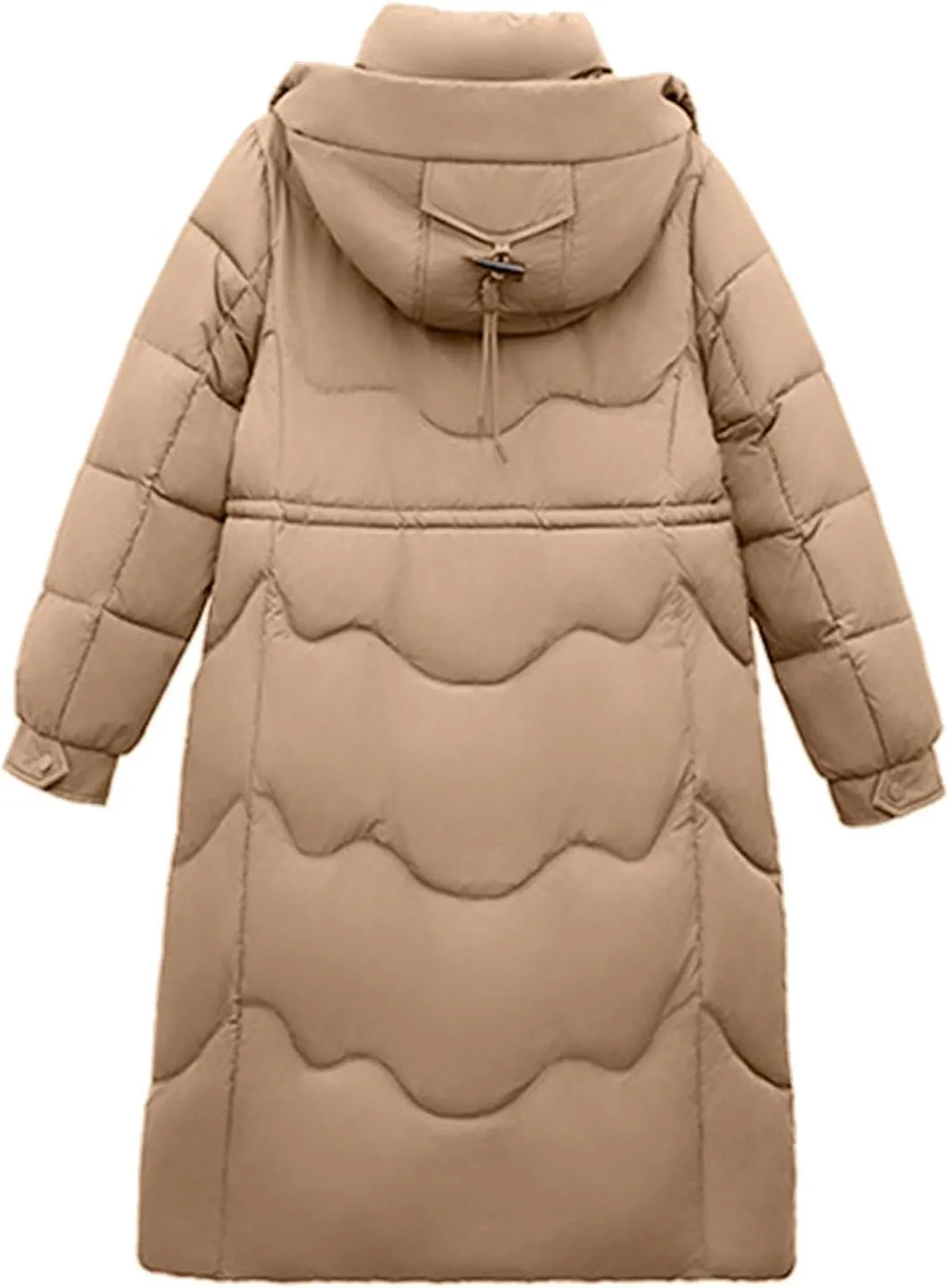 Women's Winter Long Down Parka Jackets Warm Thickened Hooded Maxi Quilted Puffer Coat Full Zip Outerwear with Pockets